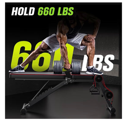 Adjustable Weight Bench Workout Bench for Home Gym, 660 lbs Capacity Multi-Functional folding Exercise Bench for Full Body Incline/Decline (New in Box)