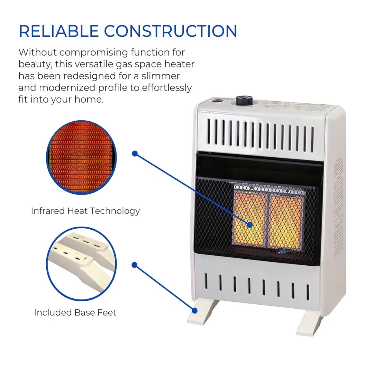 ProCom Heating Liquid Propane Ventless Infrared Plaque Heater with Base Feet