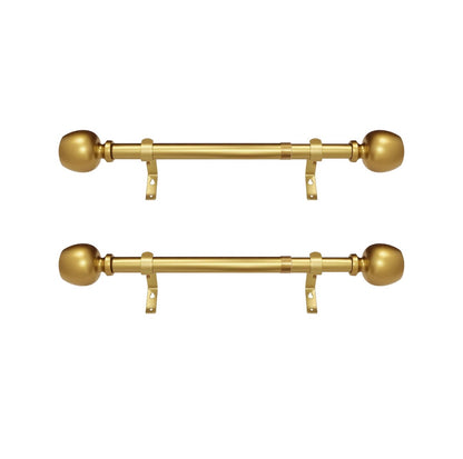 Morena 12-20 Inch Adjustable Side Curtain Rod Set Pair, 1 Inch Diameter (Brass)