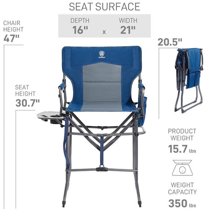 Ever Advanced Portable 30.7 inch Seat Height Tall Folding Camping Chair