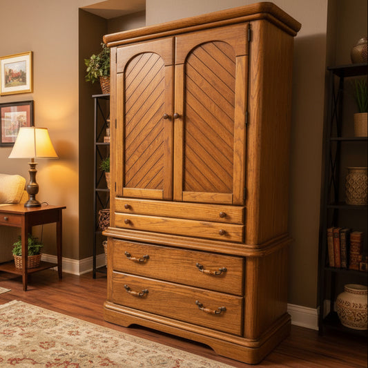 Vintage-style Solid Oak Armoire