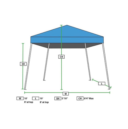 10 Ft. X 10 Ft. Instant Pop Up Tent with Ropes and Stakes (Blue) (New in Box)