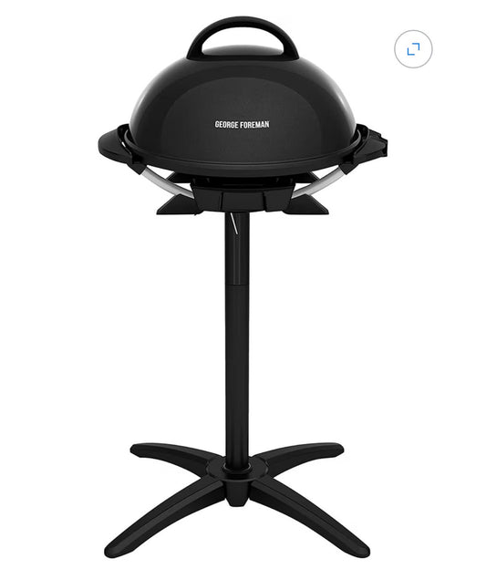 George Foreman Indoor/Outdoor Electric Patio Grill, Apartment Approved 15 Serving Removable Stand (Black) (New in Box)