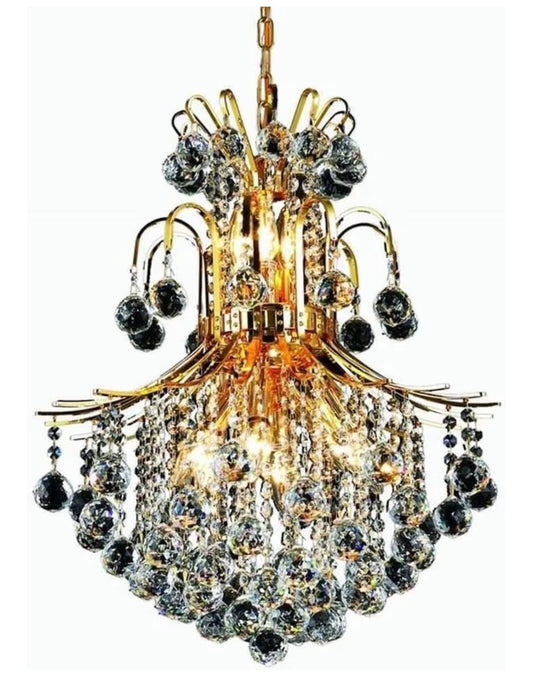 Elegant Lighting 8002D22G Royal Cut Clear Crystal Toureg 11-Light, Two Tier Crystal Chandelier 22 Inch X 26 Inch Finished in Gold with Clear Crystals