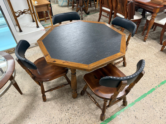 Vintage mid-century card/game table with (4) chairs 42”x42”x27” high