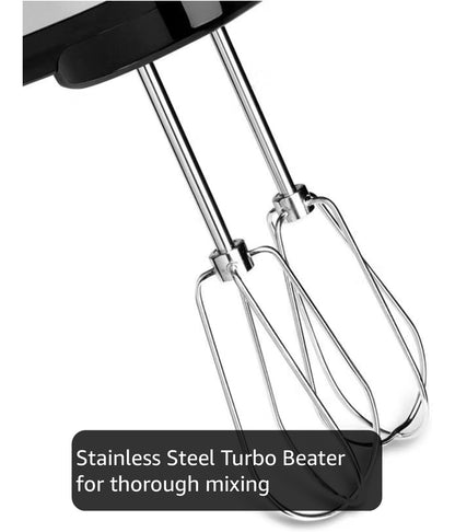 KitchenAid 5 Ultra Power Speed Hand Mixer, 5 Speeds Lockable Swivel Cord, Turbo Beaters, Easy Release Button, Dishwasher Safe Beaters (Matte Black) (New in Box)