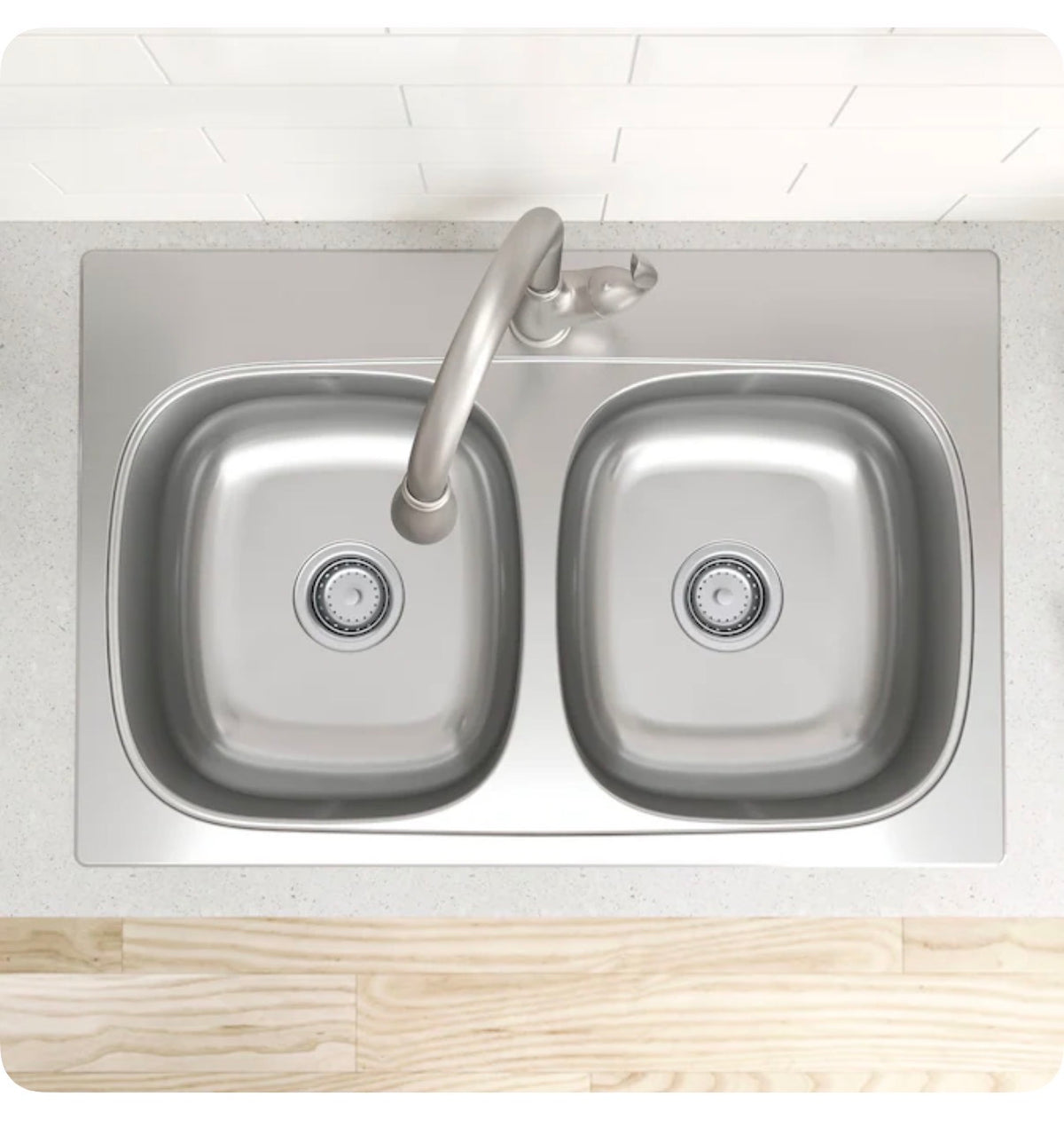 Holland Drop-in 33 Inch X 22 Inch Stainless Steel Double Equal Bowl 18 Gauge Kitchen Sink All-in-One Kit (New in Box)