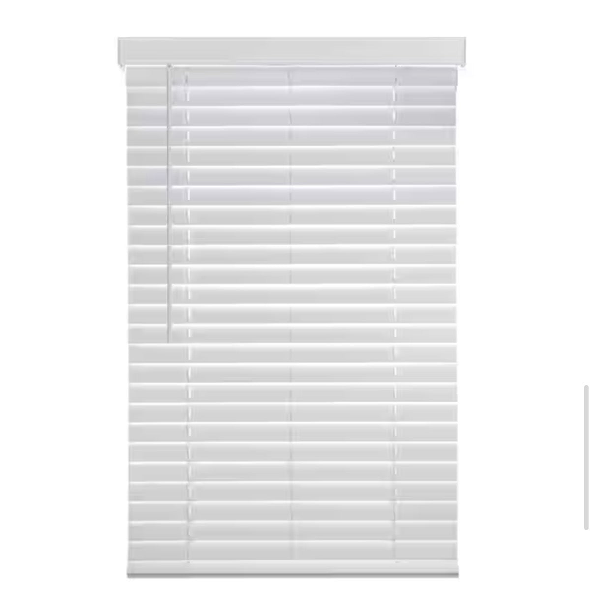 White cordless faux wood blinds for windows with 2 inch slats - 33.5 inches W X 48 inches L