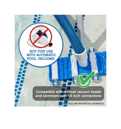 Poolmaster Manual Pool Vacuum Hose 30 Ft. X 1-1/2 Inch for Inground & Above Ground Pools, Not for Automatic Cleaner, Kink Free, Heavy Duty Pool Cleaner Hose with Swivel Cuff Made in USA (New in Box)
