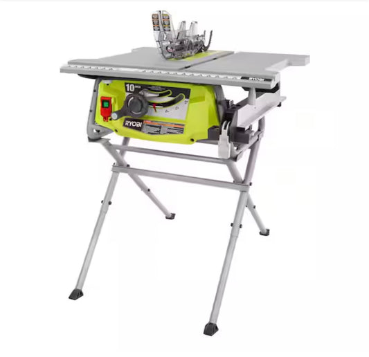 15 Amp 10 Inch Compact Portable Corded Jobsite Table Saw with Folding Stand (New in Box)