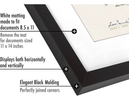 Americanflat 11 Inch X 14 Inch Diploma Frame with Shatter Resistant Glass Use as 8.5 Inch X 11 Inch Frame with Mat or Display 11 Inch X 14 Inch Documents without Mat-Certificate Frames with Engineered Wood for Wall Display (Black) (New in Box)