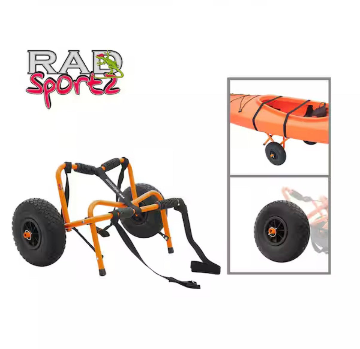 Premium Aluminum Kayak Cart with Airless Tires (Orange) (New in Box)