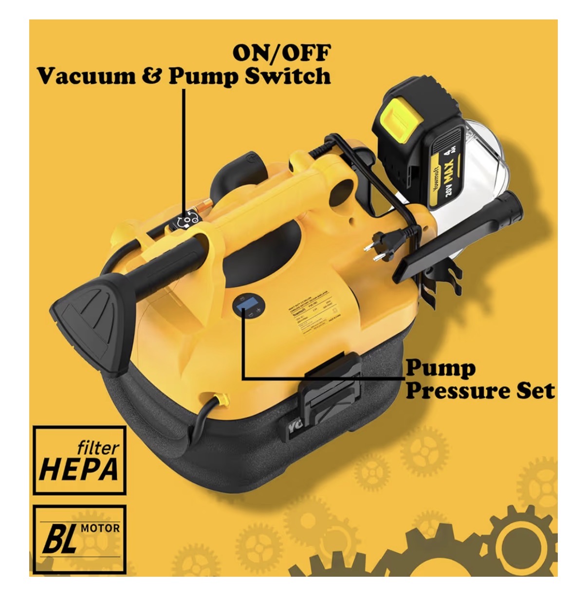 3-in-1 Shop Vac Cordless & Corded, Versatile Power Supply with Tire Inflator and Blower Functions