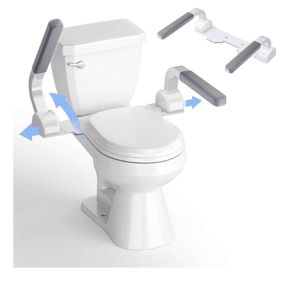 Zeagus Adjustable Toilet Safety Rails 500 lb Toilet Safety Frame Grab Bar 60 Degrees Adjustable & Space Saving Toilet Assist Arms for Seniors, Disabled, Elderly, Mobility-Impaired (New in Box)