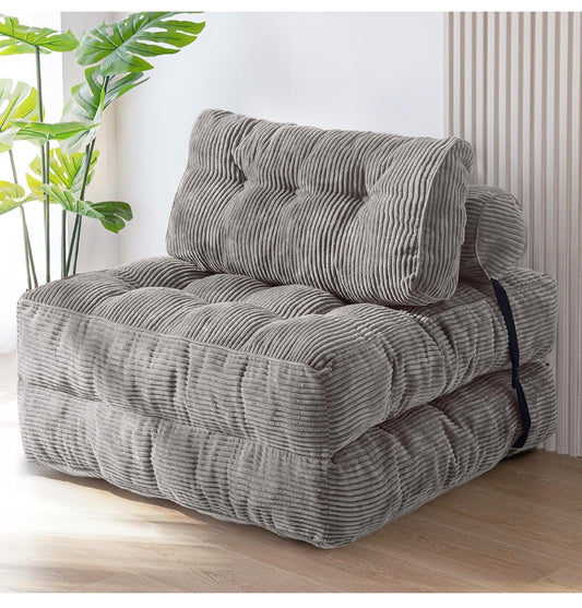 Folding Sofa Bed, Convertible Chair Bed with Pillow Foldable Couch with Back Support, Portable Fold Out Chair Comfy Floor Sofa for Living Room Bedroom, Light Gray (New in Box)