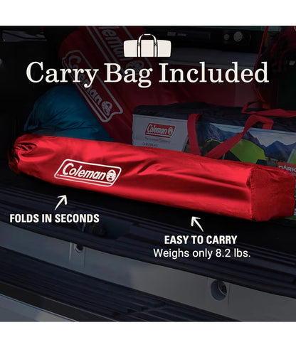 Coleman Poratble Camping Chair with 4-Can Cooler, Cushioned Seat & Back with Side Pockets & Cup Holder, Carry Bag Included, Great for Camping, Tailgating, Firepits, Patio & More (Red) (New in Box)