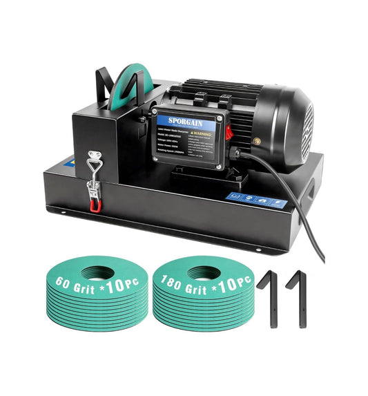 Lawn Mower Blade Sharpener 2/3 HP 550W, 20 Sandpapers 60&180 Grit Lawnmower Blade Sharpener with 7 Inch Grinding Wheel Blades Grinder Blade Sharpening Machine for High/Low Lift, Gator & Flat Blade