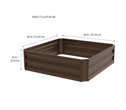 Sta-Green expandable metal raised garden bed. kit includes 7.5 cu ft. 36 inch W X 36 inch L X 10 inch H  New in box