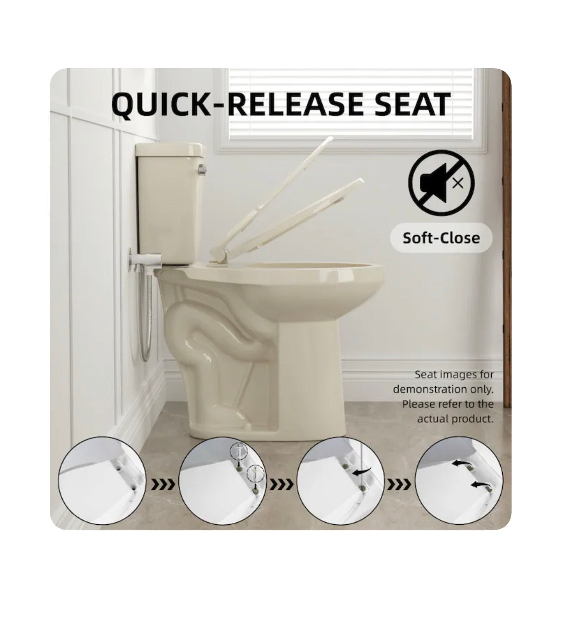 XH Bone 21 Inch Elongated Extra Tall 12 Inch Rough In 1.28 GPF Soft Close 2 Piece Toilet (New in Box)