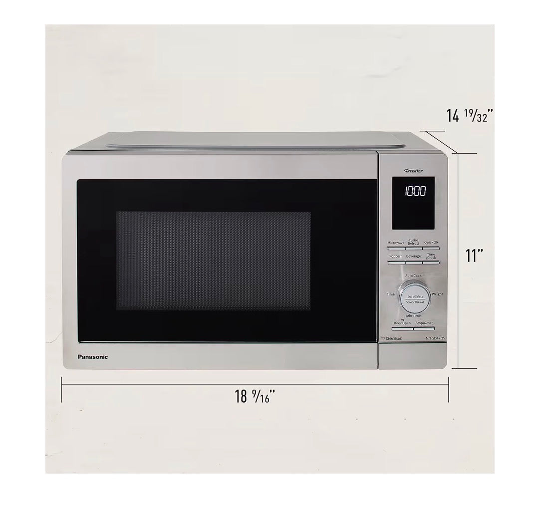 Panasonic Countertop Microwave Ovens, 0.9 Cu. Ft. 1000W, 15 Auto Cooking Presets, Inverter Technology for Even Cooking, with Genius Senor Technology and Turbo Defrost (Silver) (New in Box)