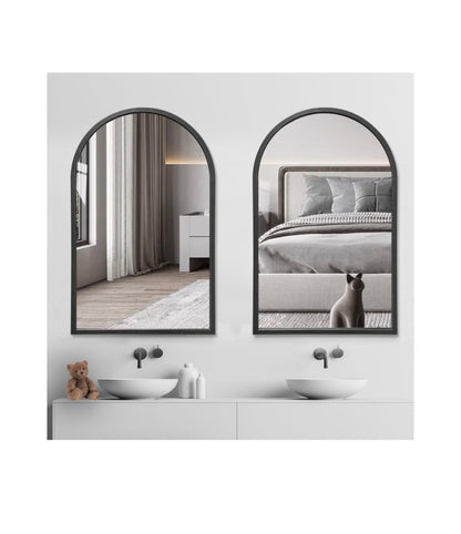 Wall Mounted Mirror 38 Inch X 24 Inch Bathroom Mirror Arched Window Mirror for Wall, Arched Top Mirror with Metal Frame, Vanity Mirror for Living Room or Bedroom (Black) (New in Box)