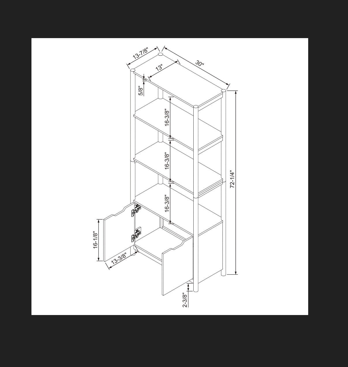 72.25 Inch Scandi Bookcase with Three Shelves and Cabinet Storage (Natural) (New in Box)