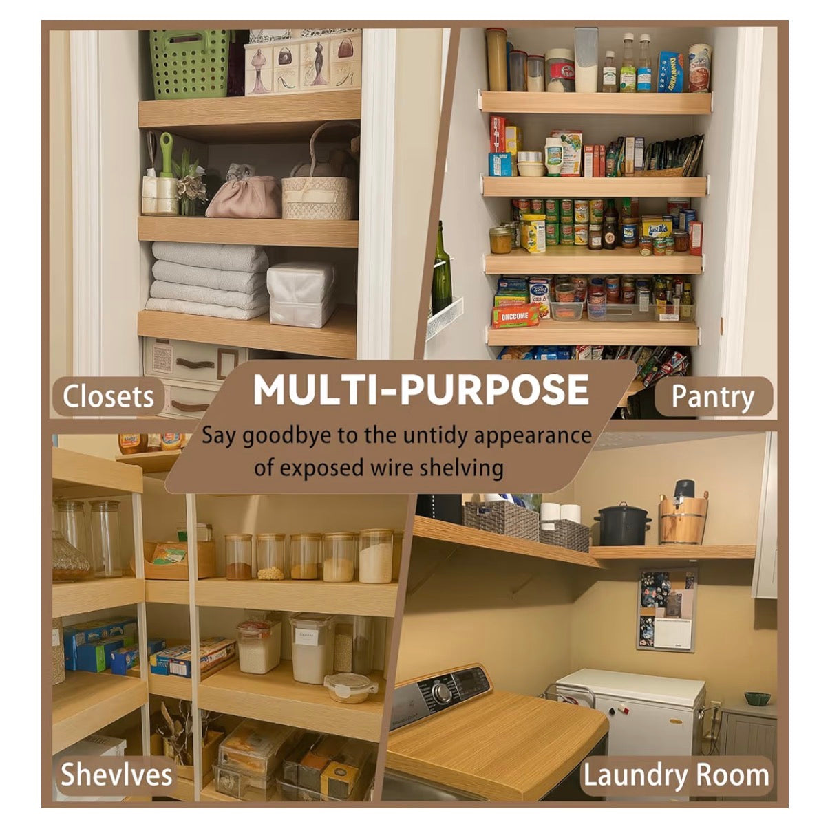 5 Pack 38 Inch X 16 Inch Wire Shelf Cover for Pantry, Closet, Kitchen Waterproof PVC Wood Look Wire Rack Covers for Shelves, Multiple No Tool Installation (New in Box)