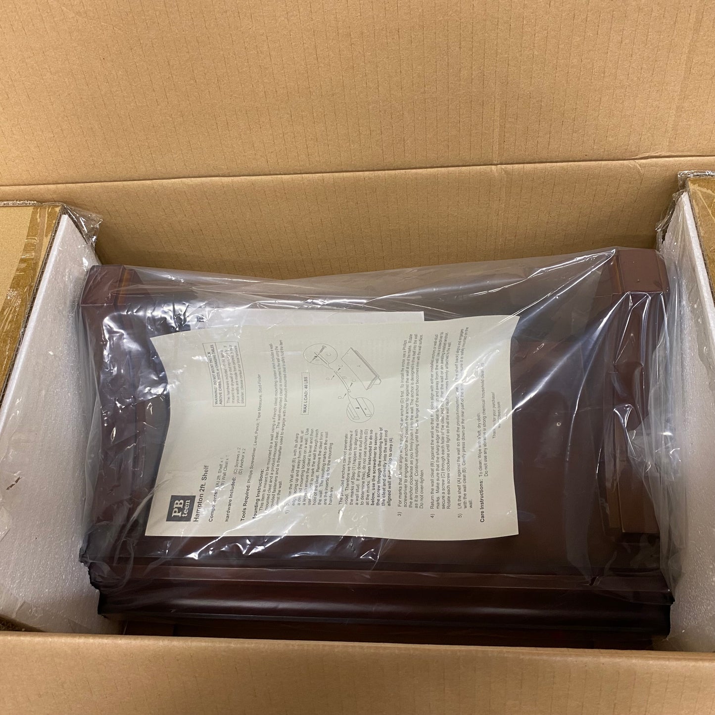 Pottery Barn Teen Hampton Floating Shelf 2Ft. Color: Expresso