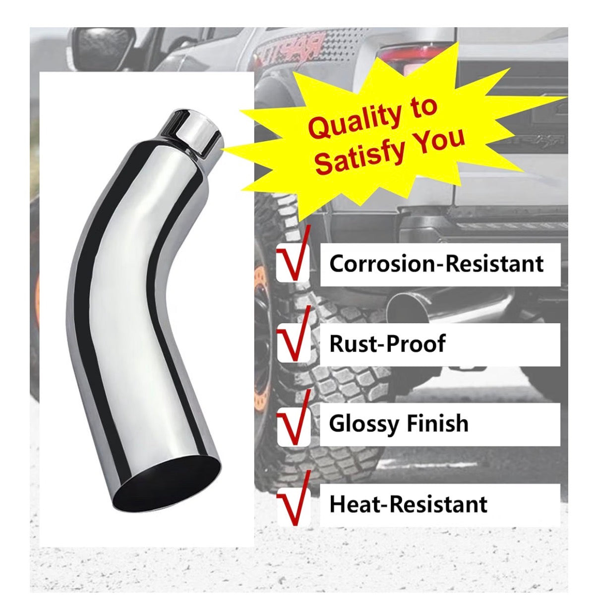 Universal 4 Inch to 6 Inch Exhaust Elbow Pipe with Steel Clamp Silver Chrome or Black Painted for Car, Truck & Diesel (New in Box)