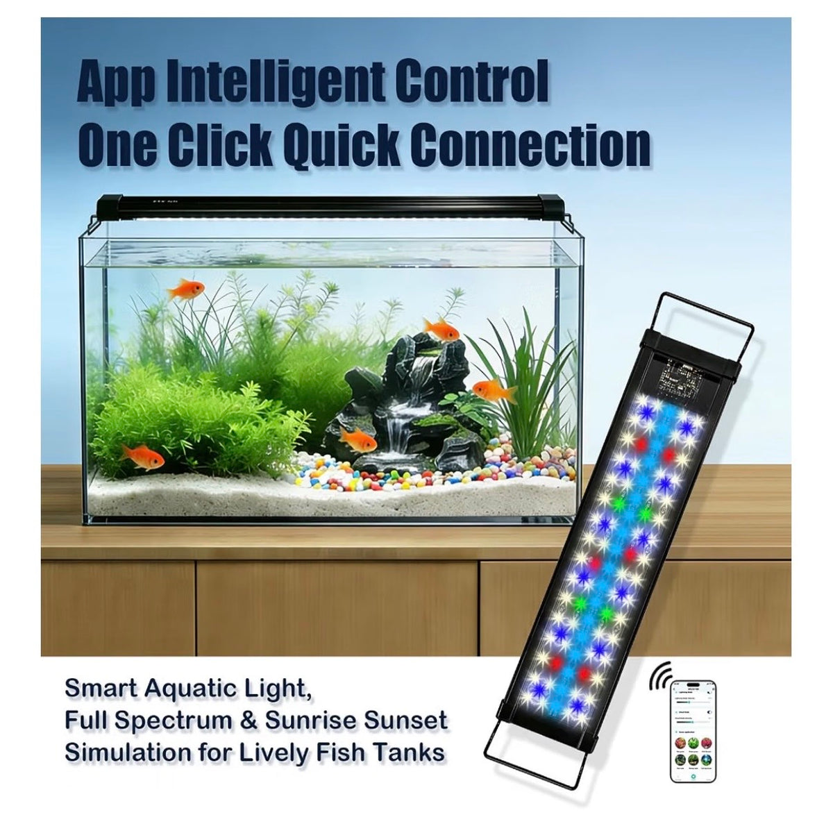 Smart LED Aquarium Light for Freshwater Tanks App Control DIY Spectrum, Auto Timer & Sunrise/Sunset simulation 30-36 Inch (New in Box)