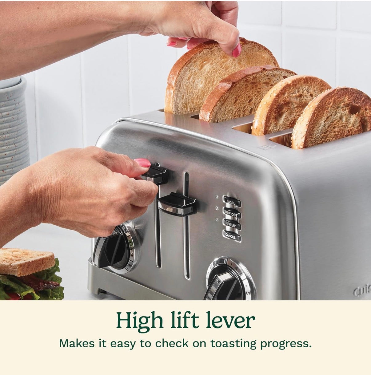 Cuisinart 4 slice compact stainless steel toaster with extra-wide slots for bread, French toast, bagels & pastries