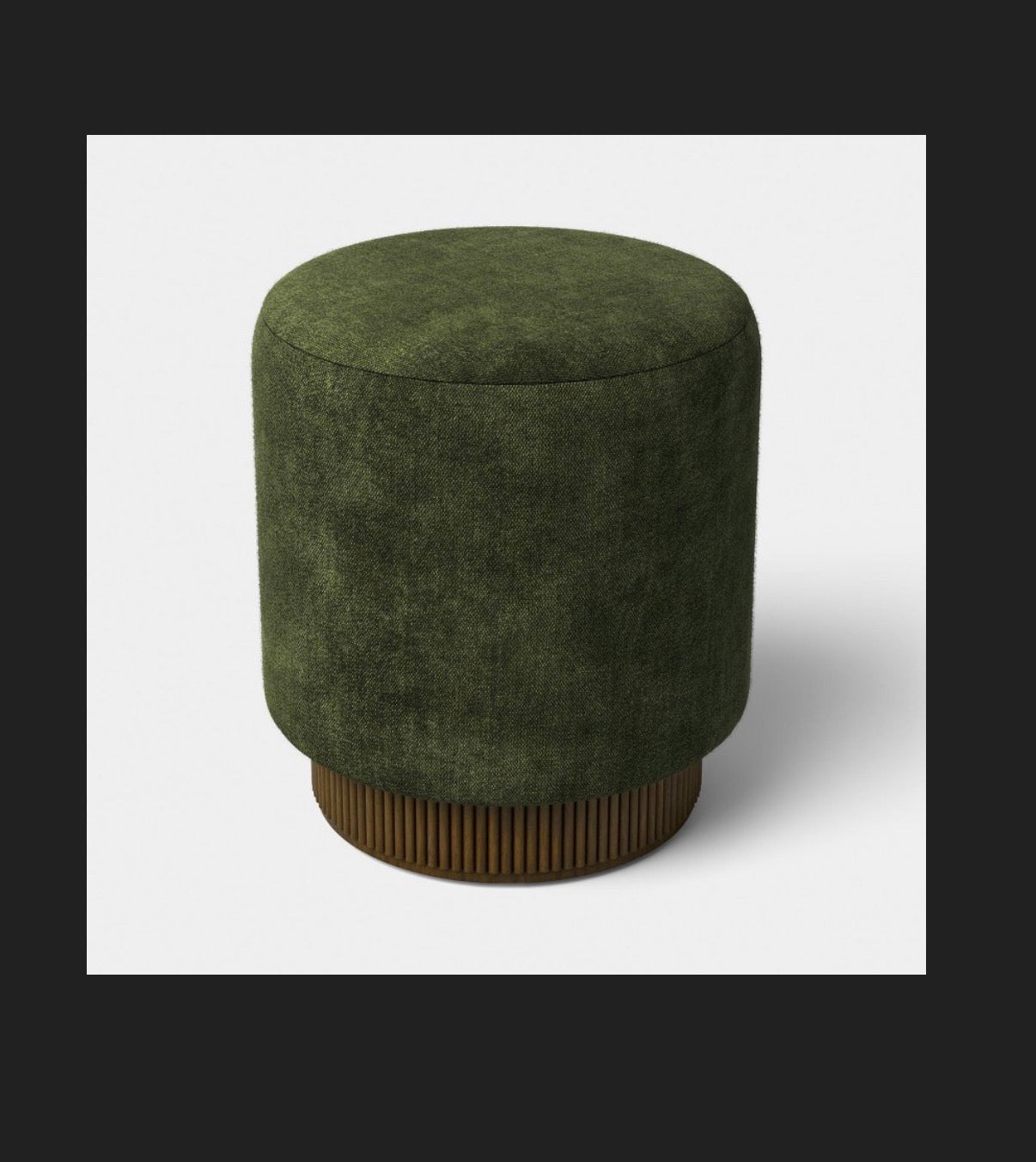 Upholstered Drum Ottoman with Lifting Storage (Olive Green) (New in Box)