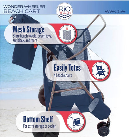 Rio Beach Wonder Wheeler Deluxe Beach, Lawn and Utility Foldable Cart