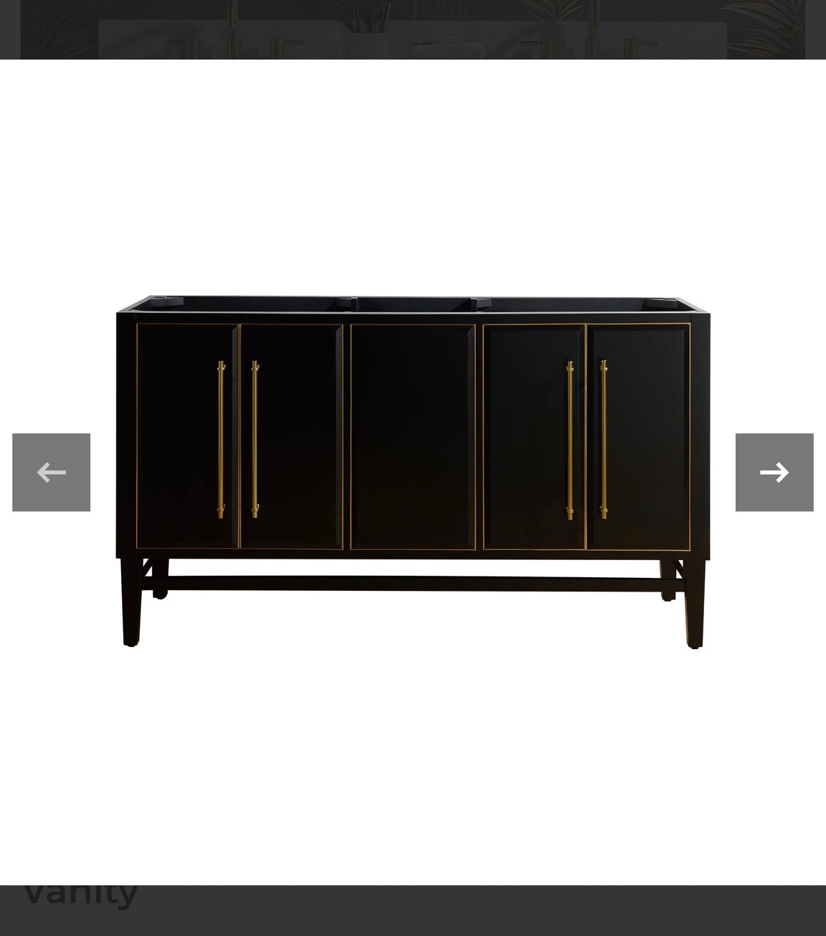 Mason 60 Inch Double Sink Bathroom Vanity Black with Gold Trim (Cabinet Only) (New in Box)