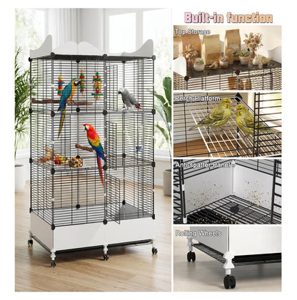Encrypted Bird Cage Large Bird Cages 57 Inch Top Storage Space, Bottom Splash Guard with Essential Bird Supplies Durable & Spacious (New In Box)