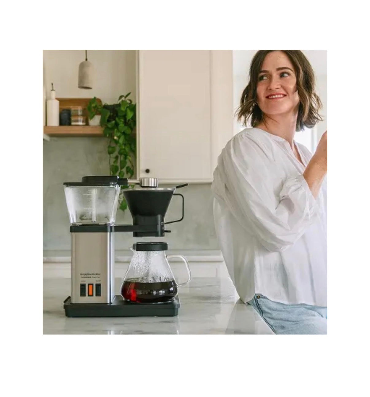 SimplyGoodCoffee THE BREWER Plastic Free Coffee Maker/Coffee Machine 8 Cup Automatic Drip Pour Over Coffee Brewer Brewer Free of Plastic, Gold Cup Standard (Black/Stainless Steel) (New in Box)