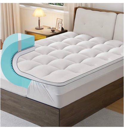 Firm Memory Foam Mattress Topper Queen Size Dual Layer 3 Inch Cooling Gel Memory Pad 1 Inch Pillow Top Mattress Cover for Back Pain 60 Inch X 80 Inch X 4 Inch
