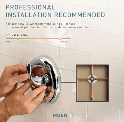 Moen Lindor Chrome 1 Handle Single Function 6 Inch Square Bathtub and Shower Faucet with Valve
