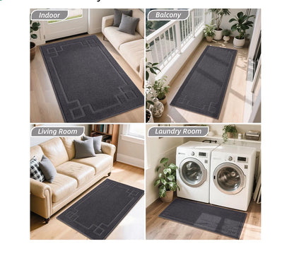 BEQHAUSE Door Mat 36 Inch X 60 Inch, Non-Slip Door Mat Indoor Washable (Dark Gray) (New in Package)