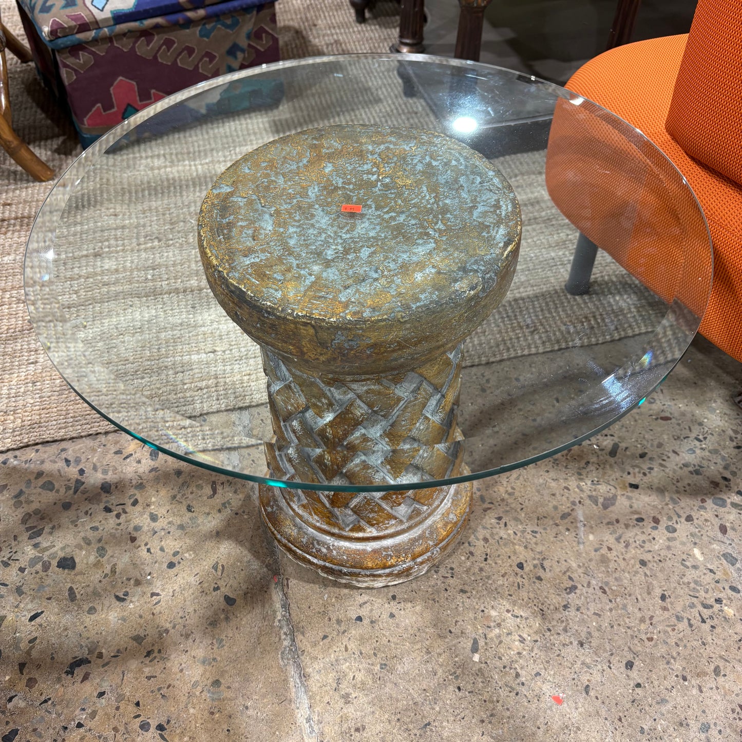 Round Glass Top Side Table