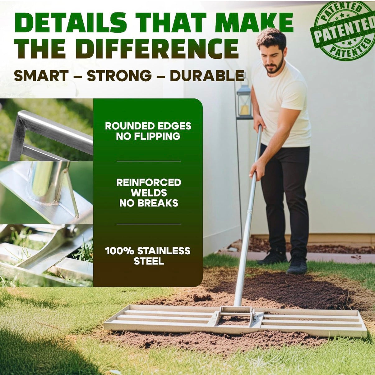 Oris Garden Lawn Leveling Rake -30 inch Leveling and Thatch Rake