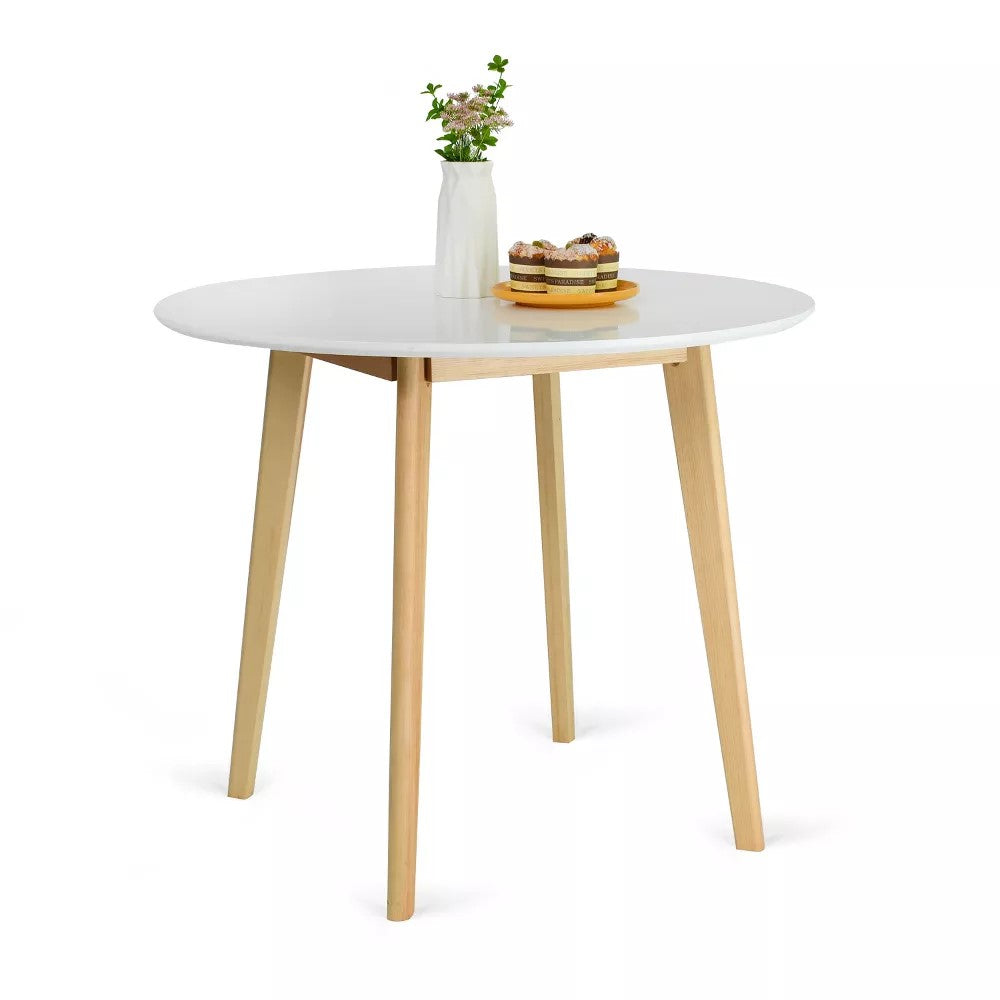 35.5" Round Dining Table With Solid Wood Legs