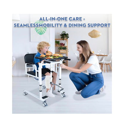 Drexo Patient lift Transfer Chair, 5 in 1 Patient Lift Chair with 180 Degree Split Seat, Height Adjustable Patient Transer Chair with 4 Casters for Home, Seniors, Elderly Load 450 lbs (Non-Fold)
