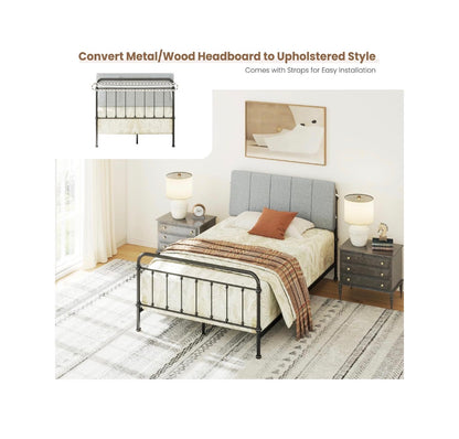 Twin Size Headboard, Upholstered Headboard Twin Size Linen Fabric Modern Style Headboards Extra Thick (Light Gray) (New in Box)