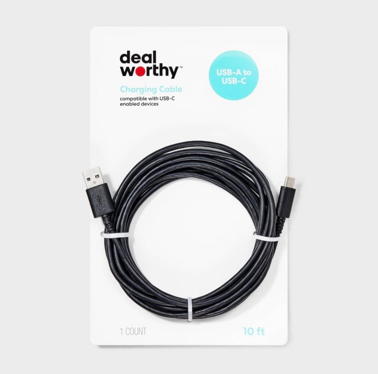 dealworthy 10' USB-A to USB-C Cable