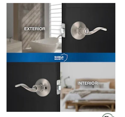 Sheild Security Wave Turn Button Privacy Door Lever (Satin Nickel)