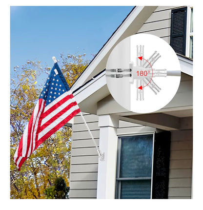 Heavy Duty T304 Stainless Steel Flag Pole Bracket 180 Degrees Adjustable Flag Pole Holder for House with 2 Installation Methods, Flag Mount for 1 Inch Diameter Pole, Wind Resistant & Rust Free (White) (New in Box)
