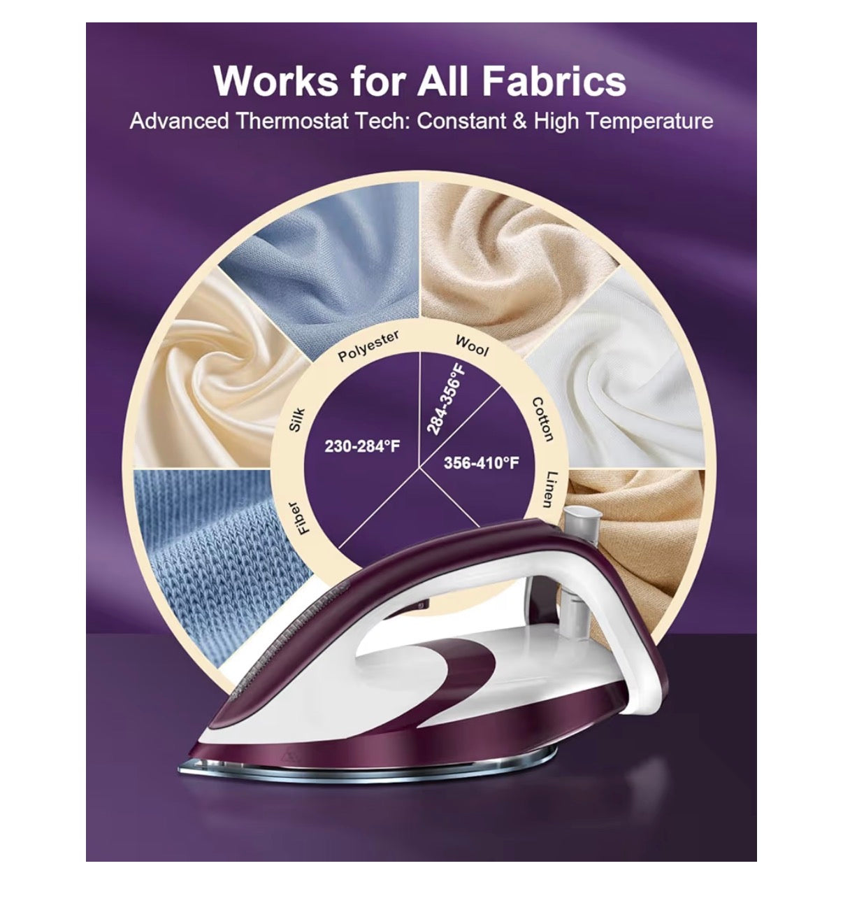 MARTISAN Steam Generator Iron for Clothes, LED Steam Station, 1800W Power, 8 Bar Max Pressure, 1.9L Water Tank, 550g/min Steam Burst, Auto Off, Ceramic Soleplate, Fast Wrinkle Removal (Purple) (New in Box)
