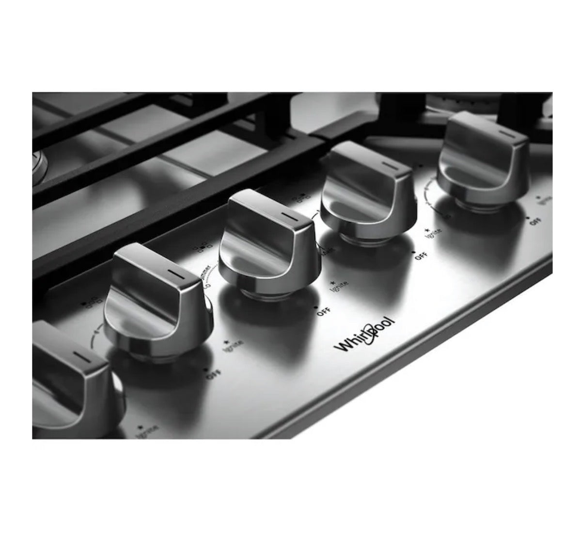 Whirlpool- 36 inch 5 Burner Stainless Steel Gas Cooktop (griddle included)