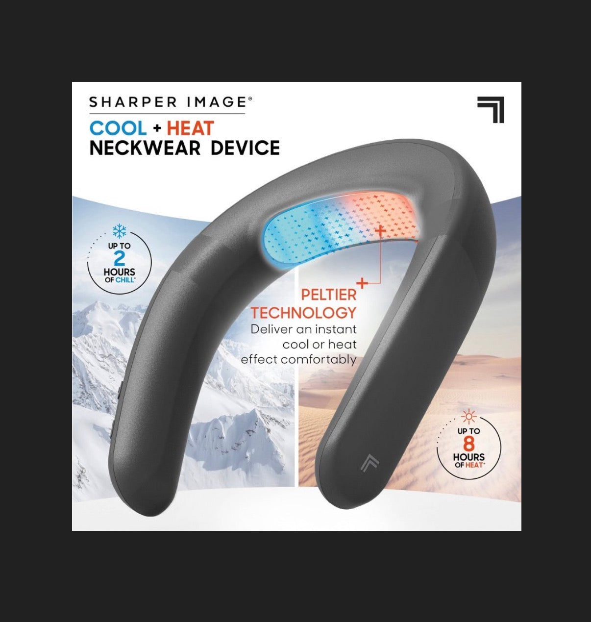 Sharper Image Cordless Cool and Heat Neckwear Device (Black) (New in Box)